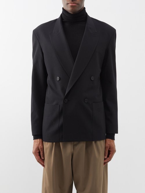 The Row - Curtis Oversized Double-breasted Twill Blazer - Mens - Black