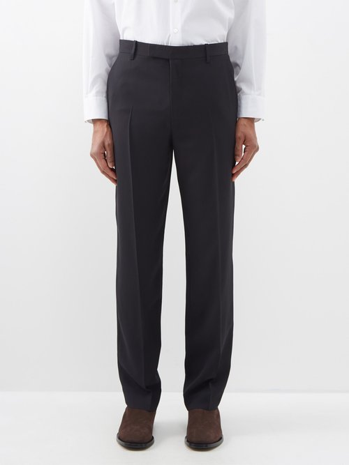 The Row - Elijah Twill Relaxed-leg Tailored Trousers - Mens - Dark Navy