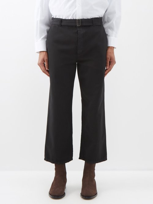 The Row - East Belted Cotton-blend Cropped Trousers - Mens - Black