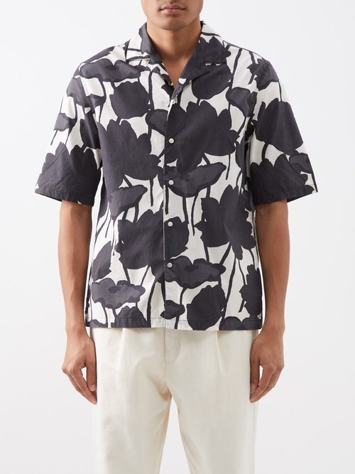 Officine Générale Eren Camelia-print Cotton-poplin Shirt