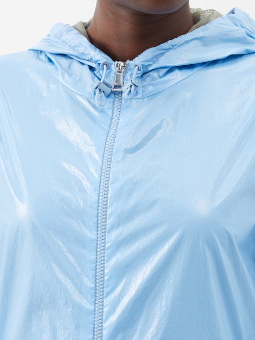 Shop Moncler Wuisse Hooded Cotton-blend Bomber Jacket In Light Blue