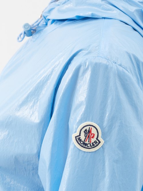 Shop Moncler Wuisse Hooded Cotton-blend Bomber Jacket In Light Blue