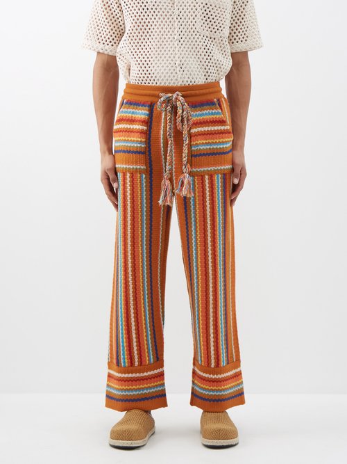 Alanui - Follow Your Nature Baja Wool Trousers - Mens - Orange Multi