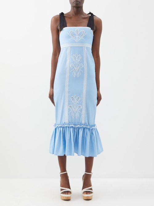 Lug Von Siga Greta Broderie-anglaise Cotton Midi Dress