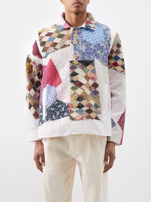 By Walid - Roy Patchwork Cotton-linen Jacket - Mens - Natural