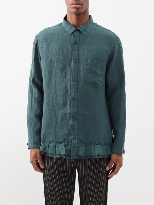 By Walid - Amjad Vintage Linen Overshirt - Mens - Khaki
