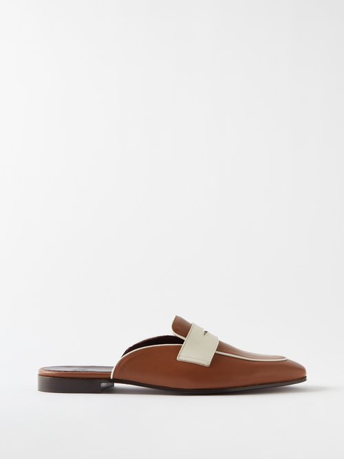 Bougeotte Backless Leather Penny Loafers