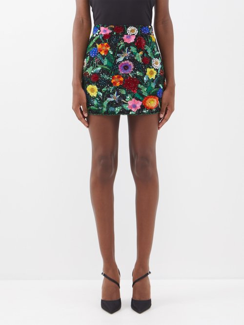 Ashish Floral-sequinned Georgette Mini Skirt