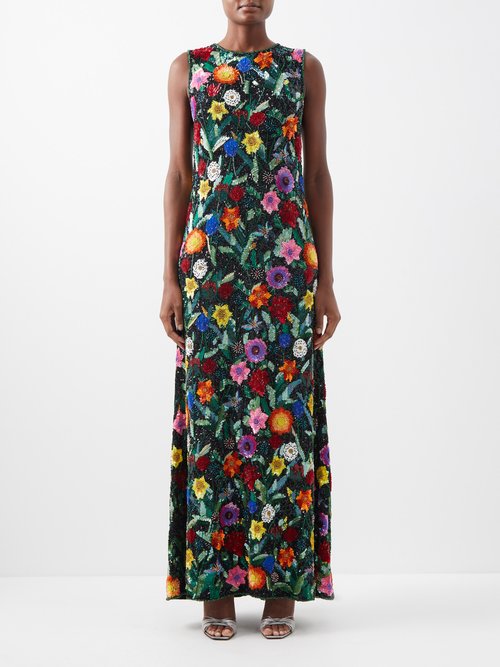 Ashish Floral Sequinned Georgette Gown