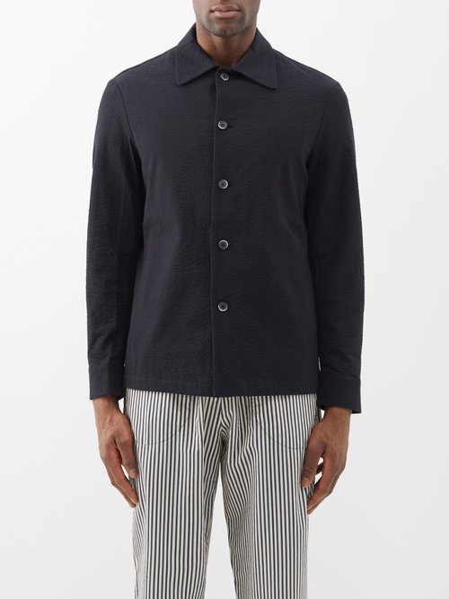 Barena Venezia - Rocheo Maistral Textured Cotton-blend Overshirt - Mens - Black