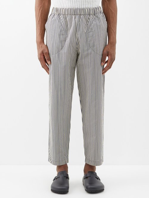 Barena Venezia - Bioto Bastoncino Striped Cotton-blend Trousers - Mens - Navy Stripe