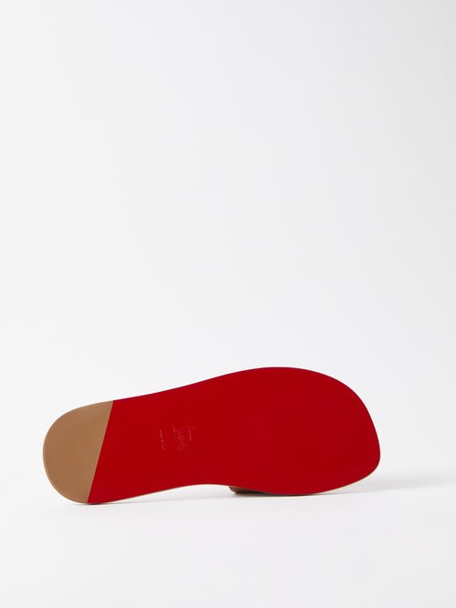 Christian Louboutin Men's Varsicool Red Sole Leather Slide Sandals