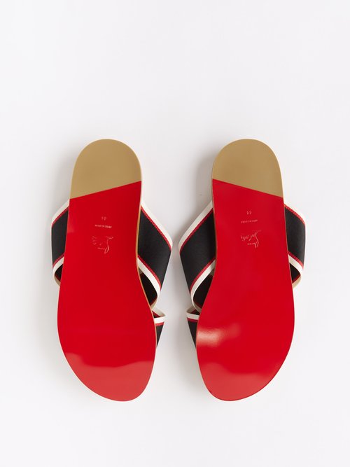 Christian Louboutin Loubi Cross Rubber Slides in Red for Men