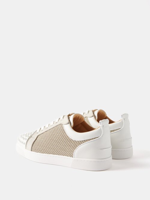 Christian Louboutin - Louis Junior Spike Faux-raffia Trainers - Mens - White Grey