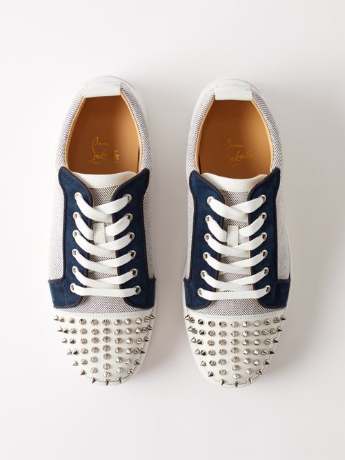 Christian Louboutin Men's Louis Junior Orlato Spike Sneakers - Version Navy - Size 9.5