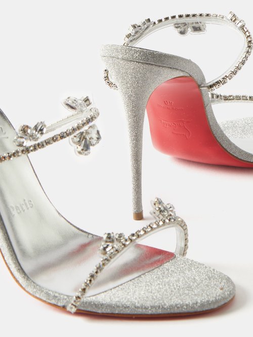 Christian Louboutin Just Queen Crystal Red Sole Mule Sandals in Natural