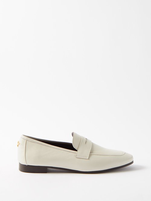 Bougeotte - Flâneur Leather Penny Loafers - Womens - White