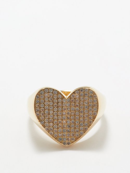 Joolz by Martha Calvo Crystal-pavé 14kt Gold-plated Signet Ring