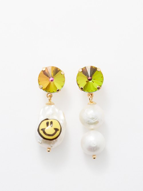 Joolz by Martha Calvo Rainbow Pearl Mismatched Gold-plated Earrings