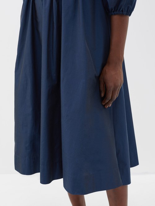 Davina Cotton-blend Midi Dress In Dark Blue