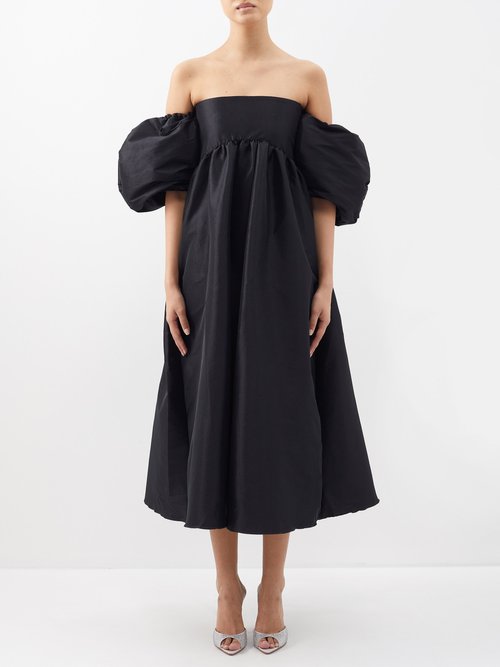 Kika Vargas – Reshmy Off-the-shoulder Taffeta Midi Dress – Womens – Black
