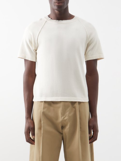 Albus Lumen - Raglan-sleeve Cotton T-shirt - Mens - Cream