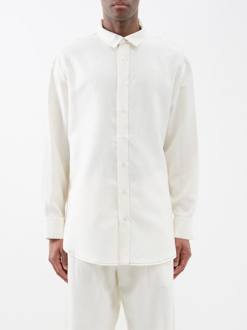 Albus Lumen Oversized Merino-blend Shirt In Cream