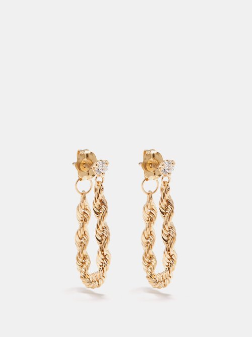 Zoë Chicco 14kt Yellow Gold Rope Chain Diamond Earrings
