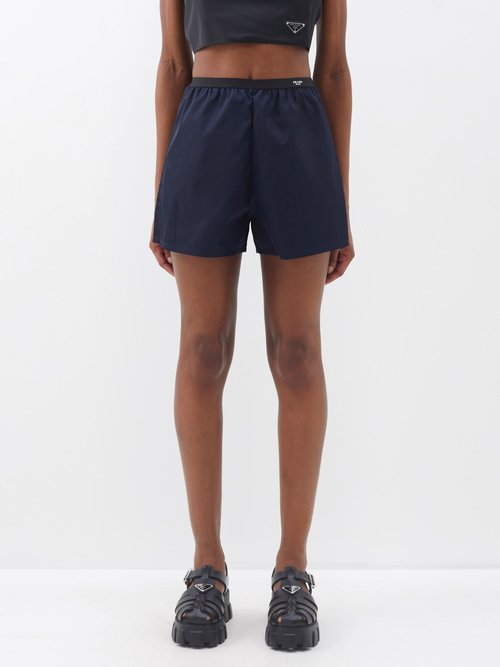 Prada - Re-nylon Logo-print Shorts - Womens - Navy