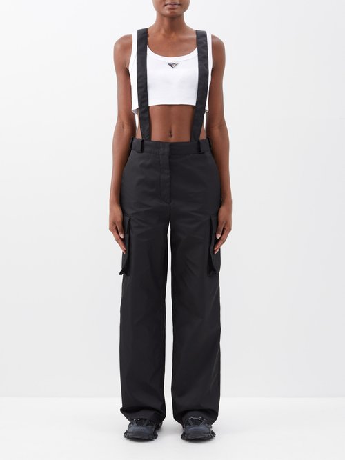 Prada - Triangle-logo Re-nylon Cargo Trousers - Womens - Black