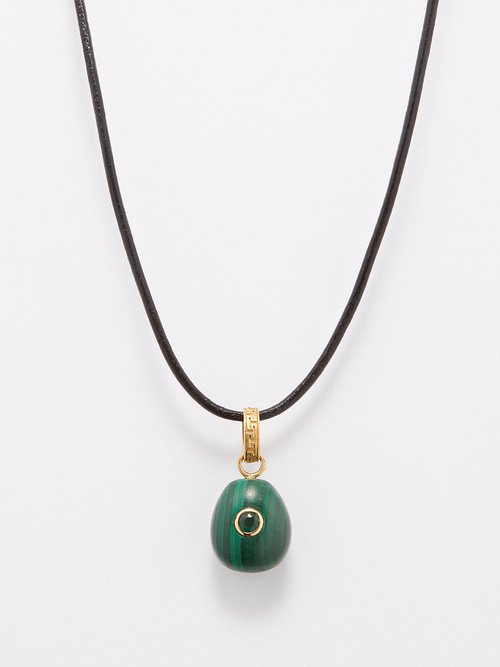 Jade Jagger Emerald, Malachite & 18kt Gold Necklace