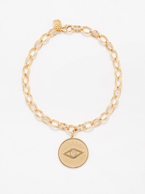 Sydney Evan Evil Eye Diamond & 14kt Gold Bracelet | Smart Closet
