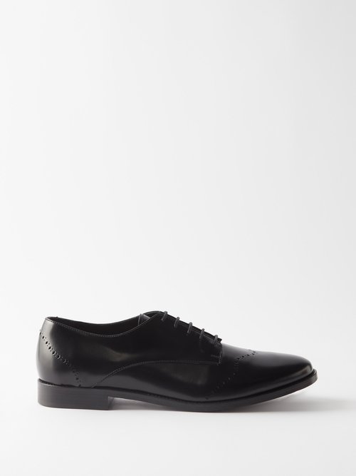 Stefan Cooke Diamond Line Jazz Leather Derby Shoes In Black