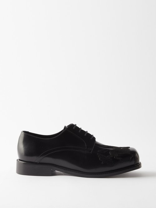 Stefan Cooke Pegasus Square-toe Leather Derby Shoes In Black