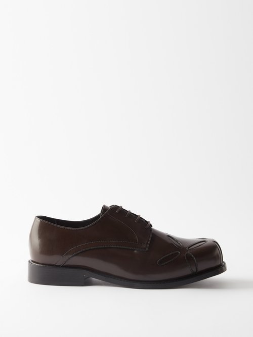 Stefan Cooke - Slashed Leather Derby Shoes - Mens - Brown