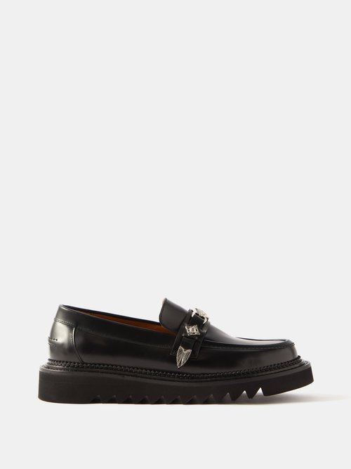 Toga Virilis - Polido Embellished Leather Loafers - Mens - Black
