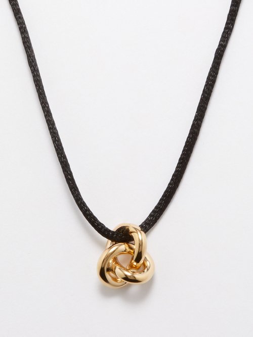 Otiumberg Knot-pendant Cord Choker Necklace In Black Multi
