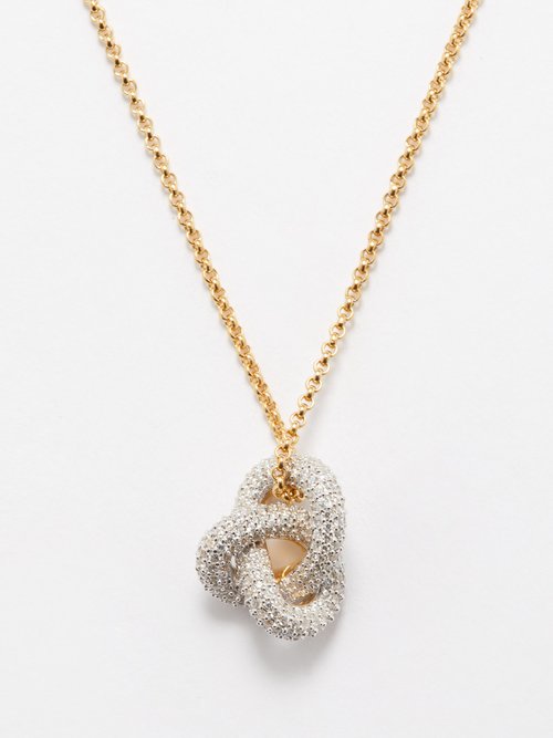 Otiumberg Crystal-knot 14kt Gold-vermeil Necklace In Gold Multi