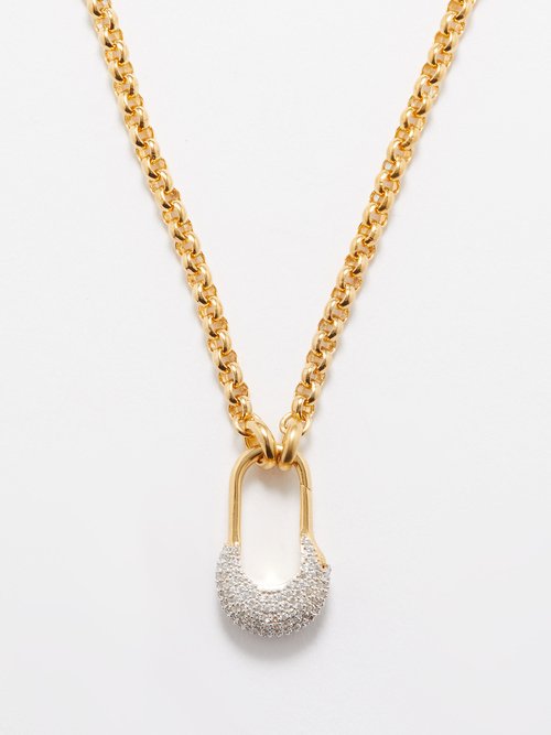 Otiumberg Crystal-lock 14kt Gold-vermeil Necklace In Gold Multi