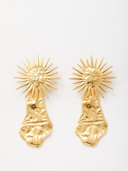 Hermina Athens Crimson Dawn Gold-plated Earrings In Yellow Gold