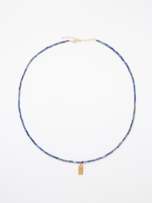 Hermina Athens Delian Lapis Lazuli & Gold-plated Necklace In Blue Multi