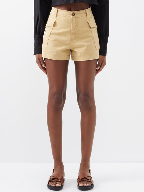 FRAME Flap-pocket Cotton-blend Shorts