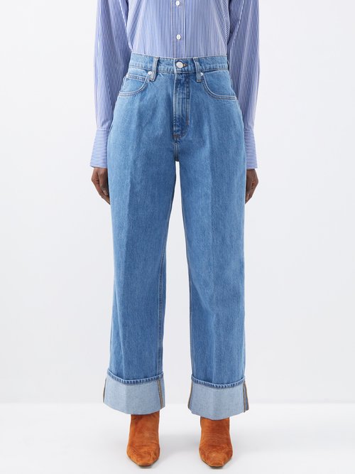 FRAME High-rise Turn-up Wide-leg Jeans
