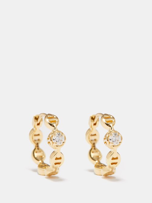 Hoorsenbuhs Tri-link Diamond & 18kt Gold Hoop Earrings In Gold Multi
