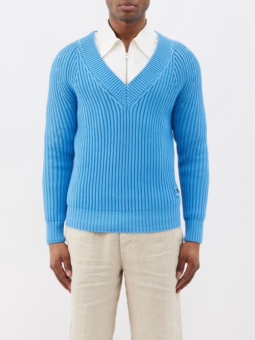 Meta Campania Collective Michel V-neck Ribbed-cotton Sweater
