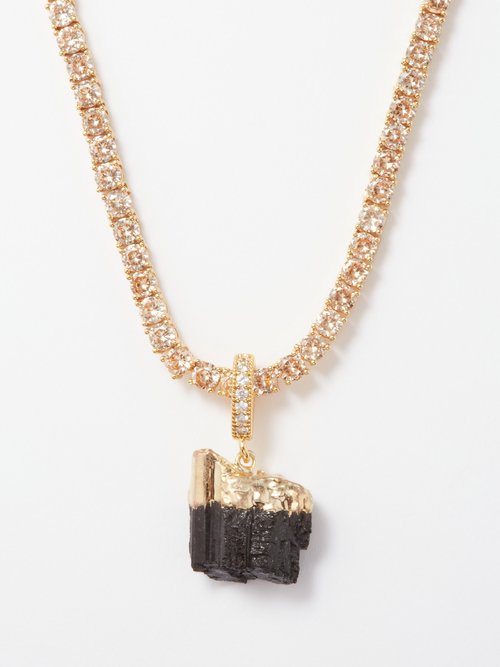 Crystal Haze Tourmaline, Crystal & 18kt Gold-plated Necklace