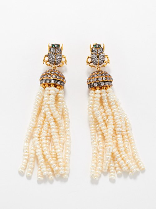 Begüm Khan – Scarab Jaipur 24kt Gold-plated Earrings – Womens – Pearl