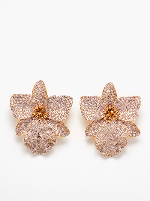 Begüm Khan - Singapore 24kt Gold-plated Clip Earrings - Womens - Pink Multi
