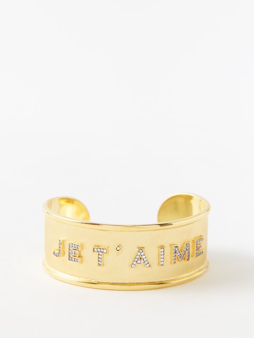 Begüm Khan - Je T'aime 24kt Gold-plated & Crystal Cuff - Womens - Gold Multi