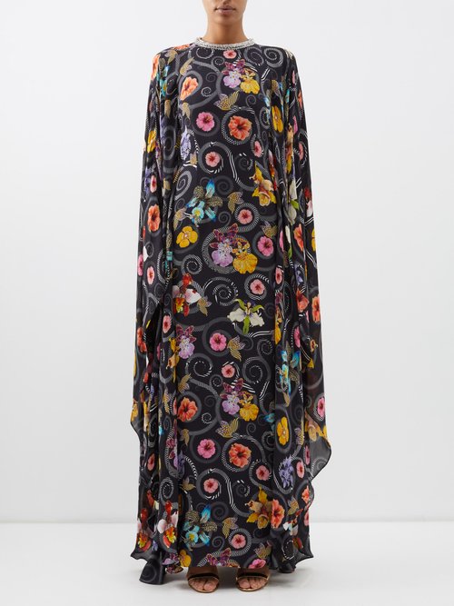 Mary Katrantzou Taylor Crystal-embellished Floral-print Silk Gown